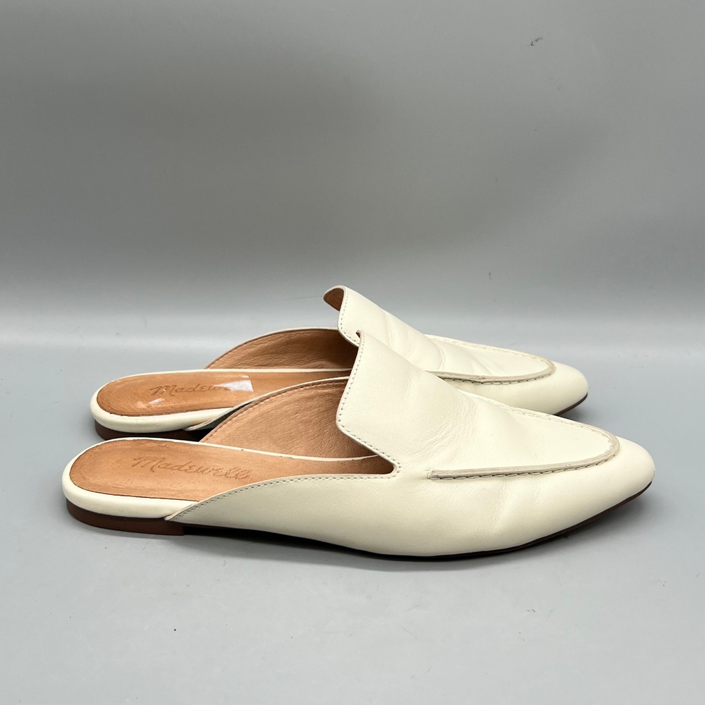 Madewell Shoes Womens 6.5 Cream Leather Frances Skimmer Mule Pointed Toe Flats